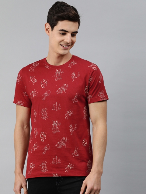 

MARCA Disati Men Maroon Printed Round Neck T-shirt