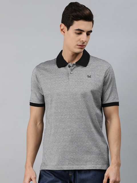 

MARCA Disati Men Grey Self Design Polo Collar T-shirt