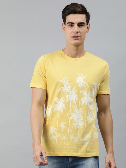 

MARCA Disati Men Yellow Conversational Printed Round Neck T-shirt