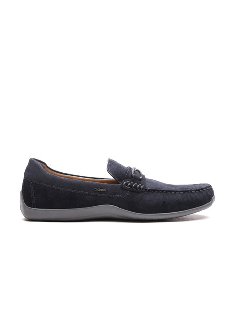 

GEOX Respira Men Navy Italian Leather Loafers, Navy blue