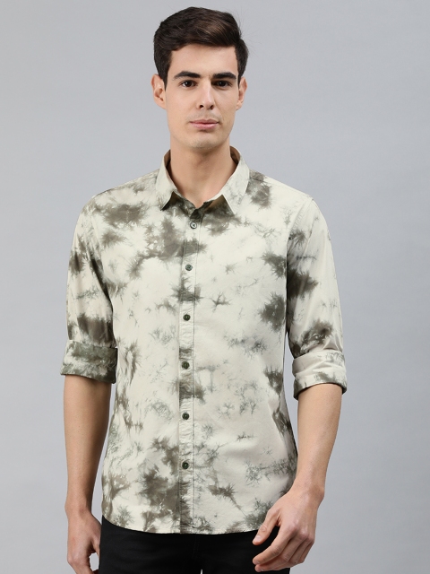 

MARCA Disati Men Grey & Olive Green Slim Fit Printed Casual Shirt