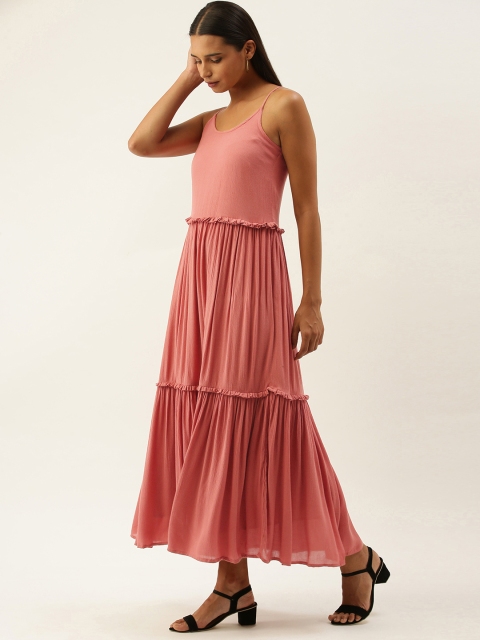 

Chemistry Women Dusty Pink Tiered Solid Maxi Dress