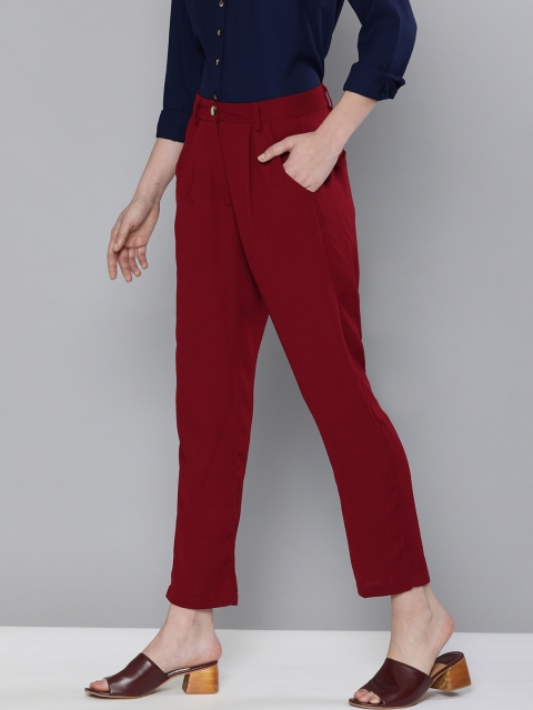 

Chemistry Women Maroon Regular Fit Solid Regular Trousers