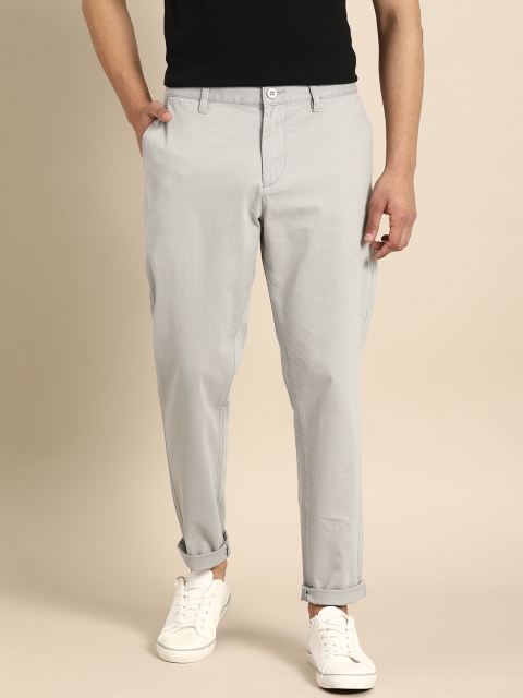 

ether Men Grey Regular Fit Solid Regular Trousers