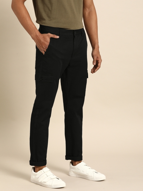 

ether Men Black Regular Fit Solid Cargos