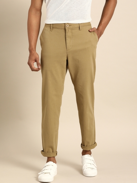 

ether Men Khaki Regular Fit Solid Trousers