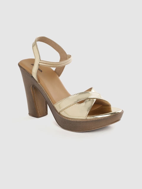 

Anouk Women Gold-Toned Solid Patent Finish Platform Heels
