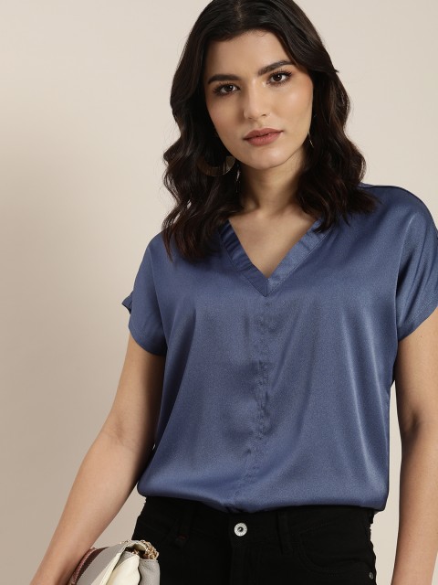 

all about you Women Blue Solid Regular Top