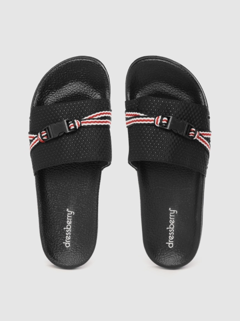 

DressBerry Women Black Perforated Sliders