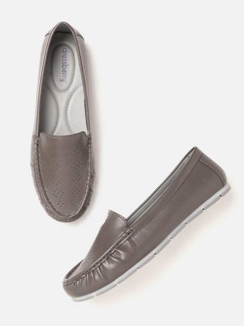 

DressBerry Women Charcoal Grey Perforated Loafers