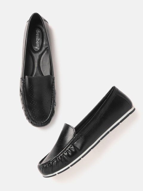 

DressBerry Women Black Perforated Loafers