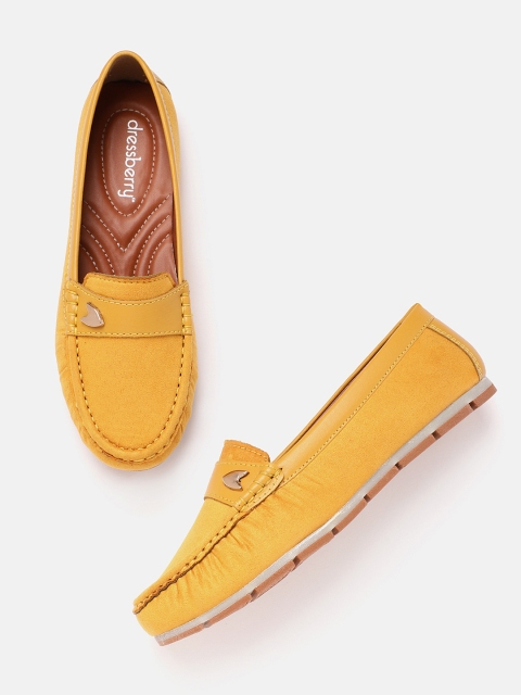 

DressBerry Women Mustard Yellow Suede Finish Loafers