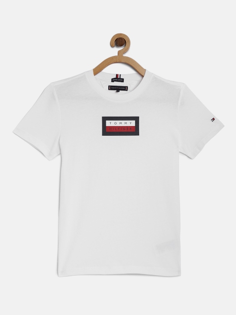 

Tommy Hilfiger Boys White Solid Organic Cotton Round Neck T-shirt