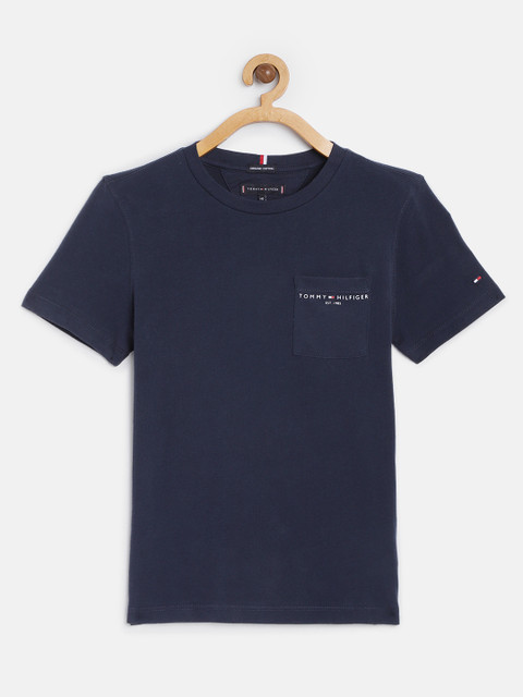 

Tommy Hilfiger Boys Navy Blue Solid Organic Cotton Round Neck T-shirt