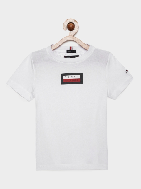 

Tommy Hilfiger Boys White Printed Organic Cotton Round Neck T-shirt