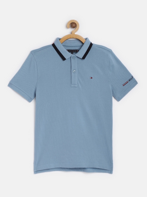 

Tommy Hilfiger Boys Blue Solid Pure Cotton Polo Collar T-shirt