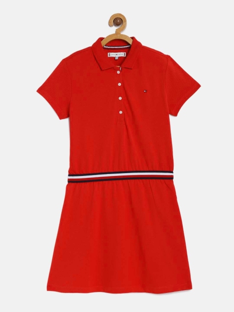 

Tommy Hilfiger Girls Red Solid T-shirt Drop-Waist Dress
