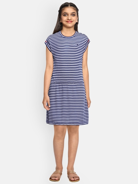 

Tommy Hilfiger Girls Navy Blue Striped A-Line Dress