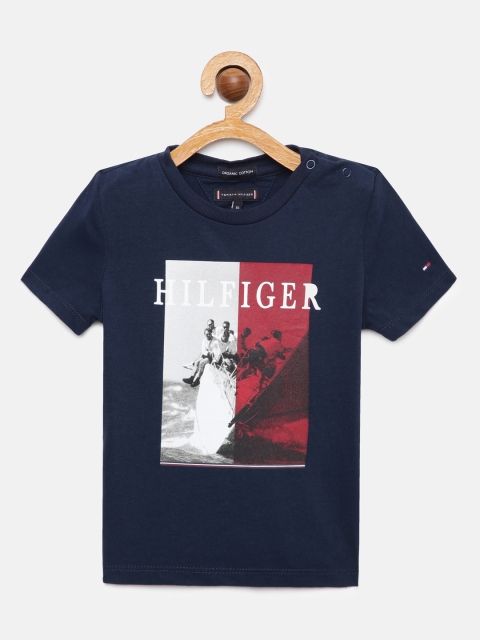 

Tommy Hilfiger Boys Navy Blue Printed Organic Cotton T-shirt