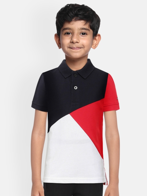 

Tommy Hilfiger Boys White LB AJ DIAGONAL Colourblocked Polo Collar T-shirt
