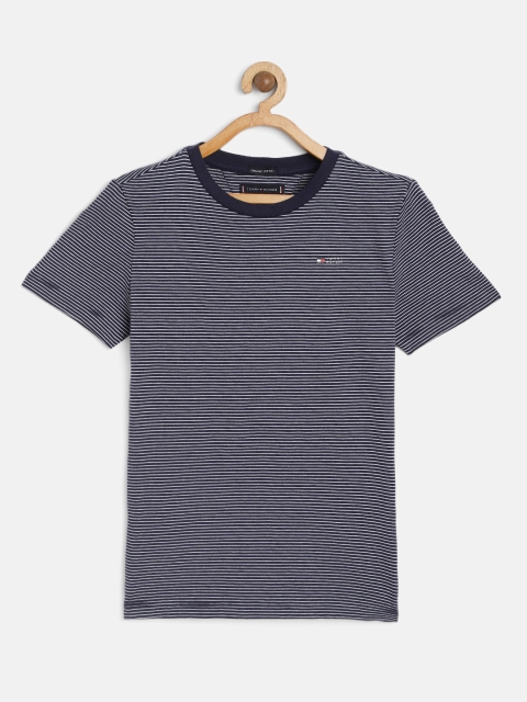 

Tommy Hilfiger Boys Navy Blue Striped Organic Cotton Round Neck T-shirt