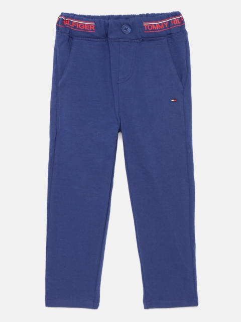

Tommy Hilfiger Boys Navy Blue Solid Pure Cotton Straight Fit Track Pants