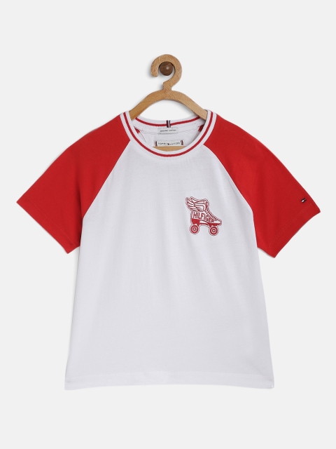 

Tommy Hilfiger Girls White Colourblocked Organic Cotton Sustainable T-shirt