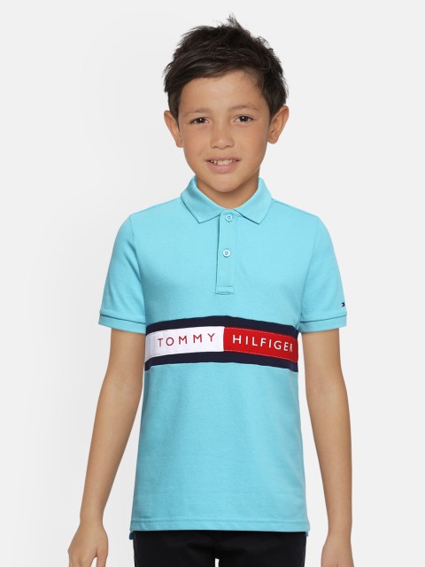 

Tommy Hilfiger Boys Blue Printed Polo Collar T-shirt