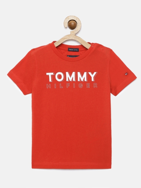 

Tommy Hilfiger Boys Red Printed Organic Cotton Round Neck T-shirt