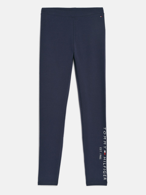 

Tommy Hilfiger Boys Navy Blue Solid Straight Fit Track Pants
