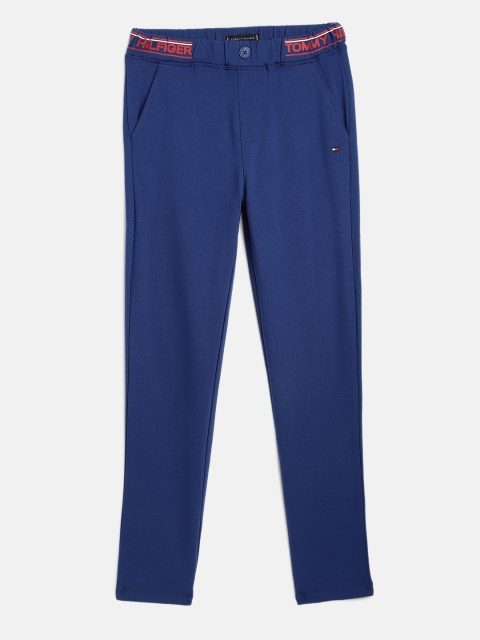 

Tommy Hilfiger Boys Navy Blue Solid Straight Fit Track Pants