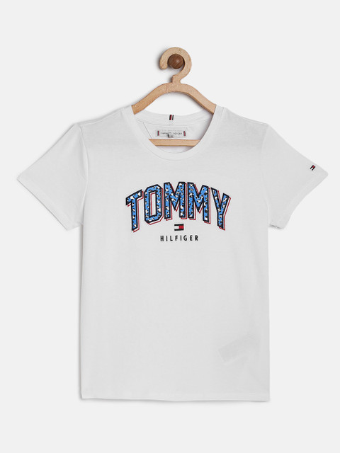 

Tommy Hilfiger Girls White Printed Round Neck T-shirt