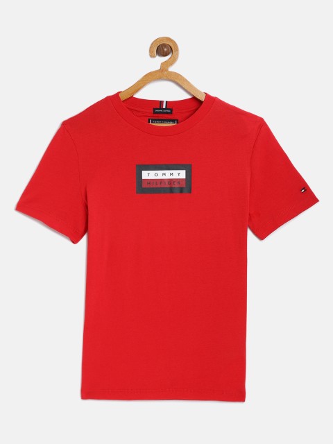 

Tommy Hilfiger Boys Red Printed Organic Cotton Round Neck T-shirt