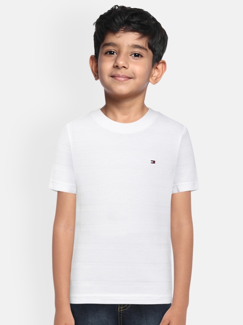 

Tommy Hilfiger Boys White Solid Organic Cotton Round Neck T-shirt