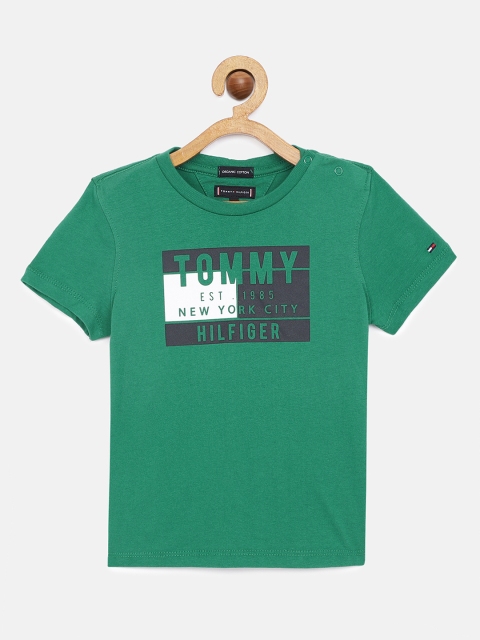 

Tommy Hilfiger Boys Green Printed Round Neck Cotton T-shirt