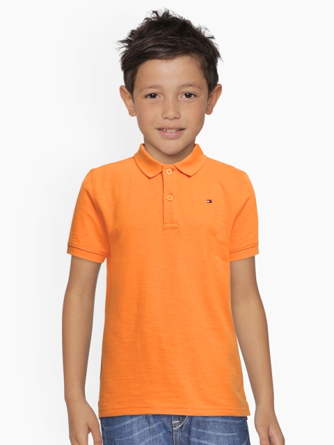 

Tommy Hilfiger Boys Orange Solid Polo Collar Cotton T-shirt