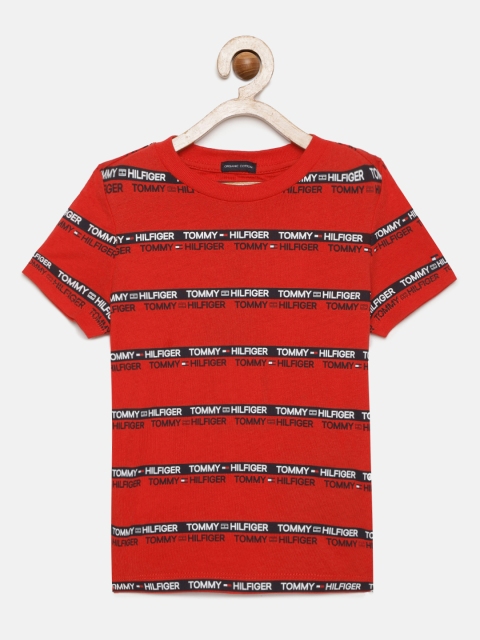 

Tommy Hilfiger Boys Red Printed Organic Cotton Round Neck T-shirt