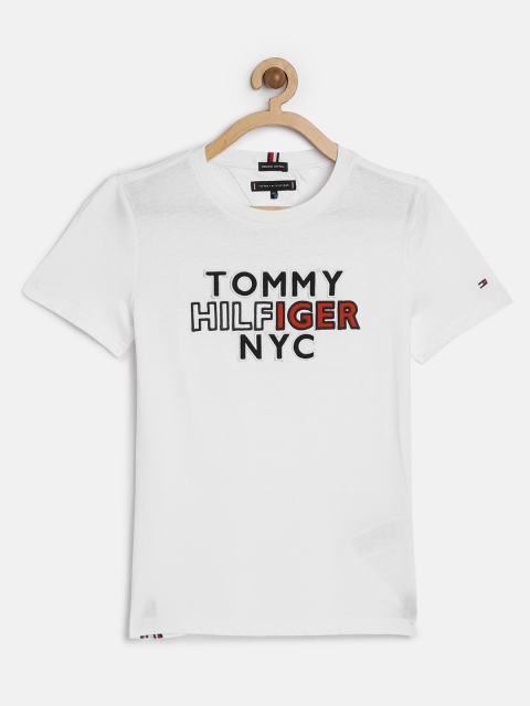 

Tommy Hilfiger Boys White Printed Pure Cotton Round Neck T-shirt