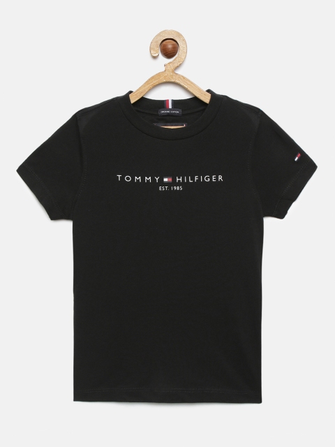 

Tommy Hilfiger Boys Black Solid LB ESSENTIAL LOGO Pure Organic Cotton T-shirt