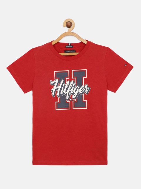 

Tommy Hilfiger Boys Red Printed Round Neck Cotton T-shirt