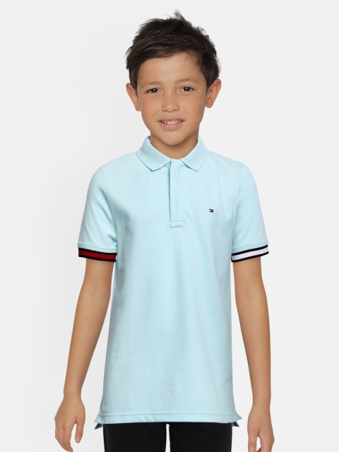 

Tommy Hilfiger Boys Blue Solid Polo Collar T-shirt