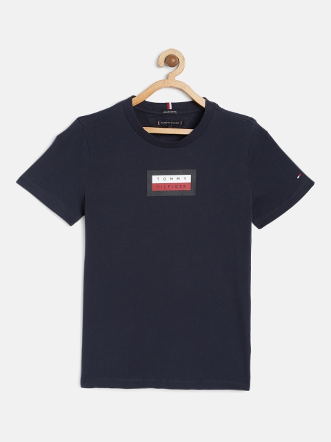 

Tommy Hilfiger Boys Navy Blue Solid Organic Cotton Round Neck T-shirt