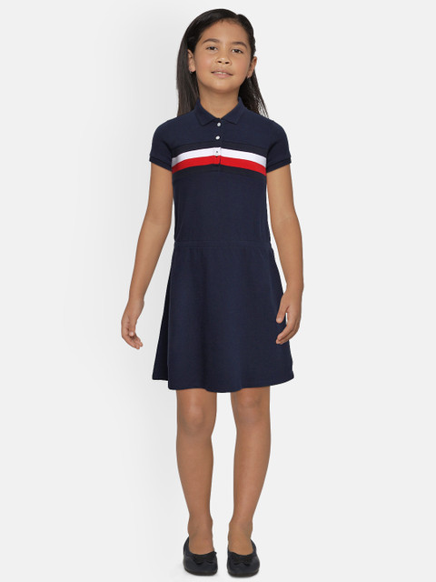 

Tommy Hilfiger Girls Navy Blue Solid T-shirt Dress