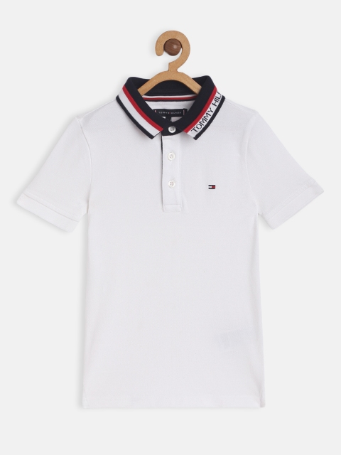 

Tommy Hilfiger Boys White Polo Collar Organic Cotton T-shirt