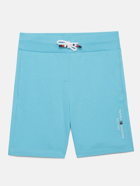 

Tommy Hilfiger Boys Blue Solid Organic Cotton Regular Fit Regular Shorts
