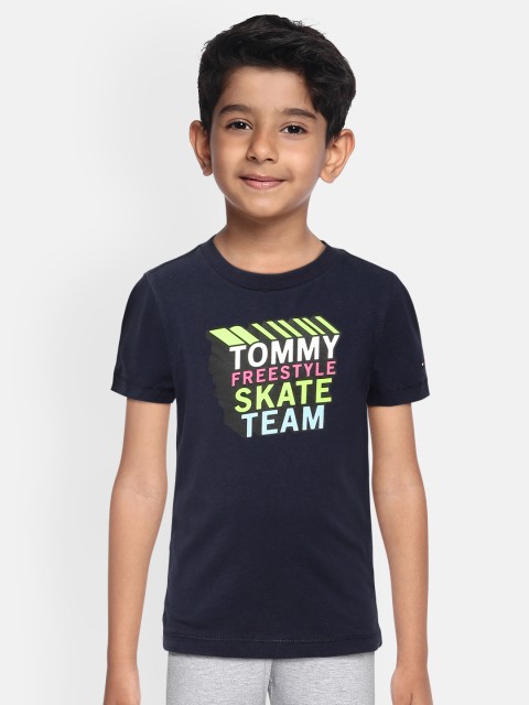 

Tommy Hilfiger Boys Navy Blue Printed Round Neck T-shirt