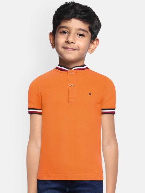 

Tommy Hilfiger Boys Orange Henley Neck Organic Cotton T-shirt