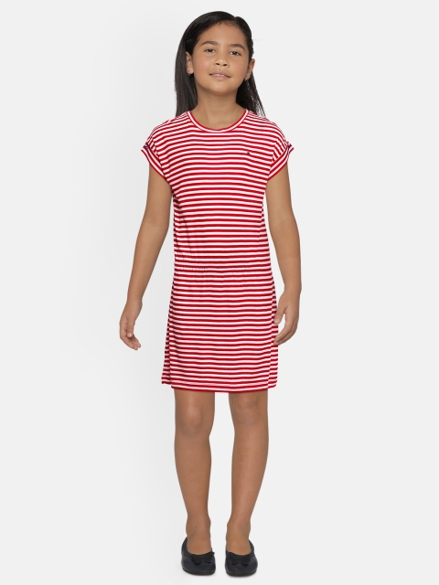 

Tommy Hilfiger Girls Red & White Striped A-Line Dress