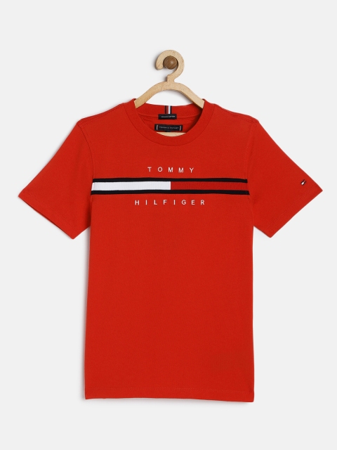 

Tommy Hilfiger Boys Red Printed Organic Cotton Round Neck T-shirt