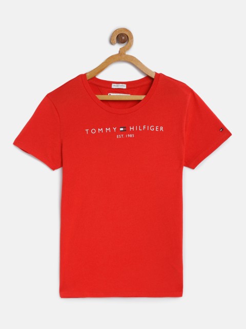 

Tommy Hilfiger Girls Red Printed Organic Cotton Sustainable T-shirt